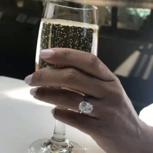 wine glass and diamond ring