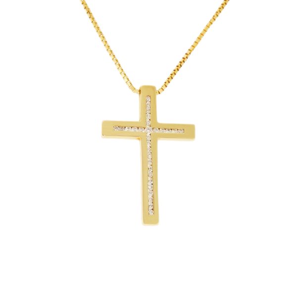 Χρυσός Σταυρός & Αλυσίδα με Διαμάντια