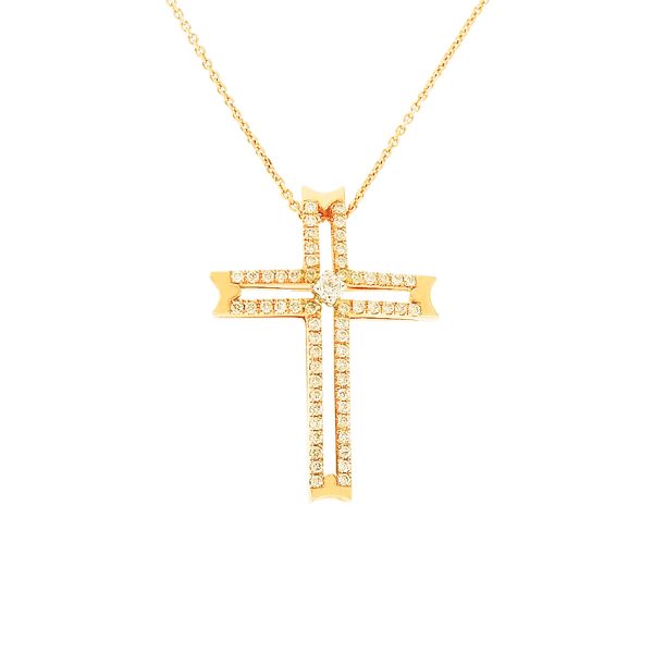 Gold & Diamond Cross & Chain