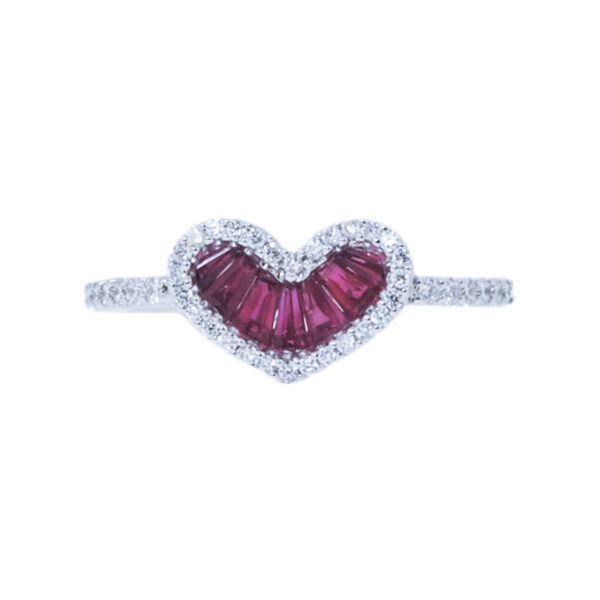 Gold, Ruby & Diamond Heart Ring