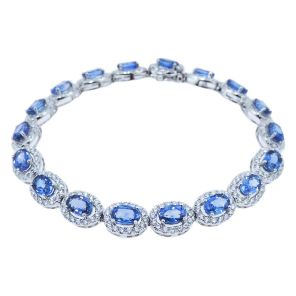 Gold, Blue Sapphire & Diamond Bracelet - John Lyras Jewellery