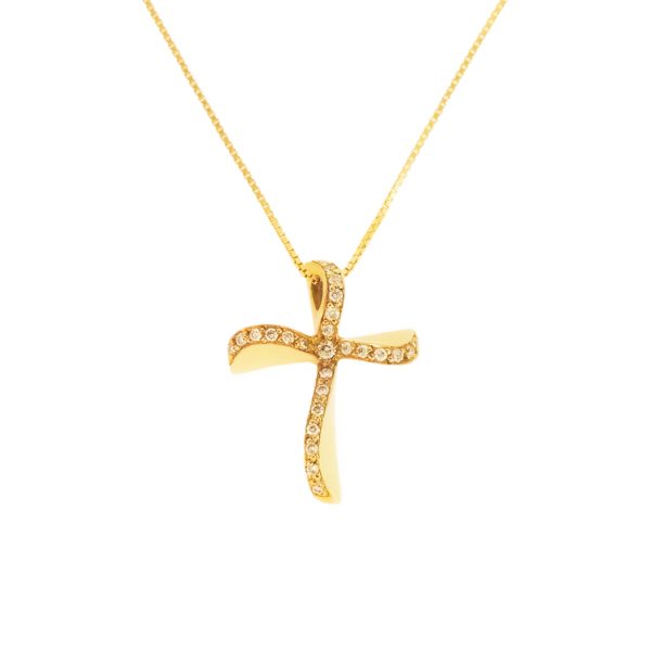 Χρυσός Σταυρός & Αλυσίδα με Διαμάντια