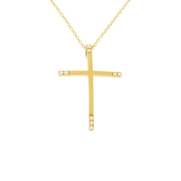 Χρυσός Σταυρός & Αλυσίδα με Διαμάντια