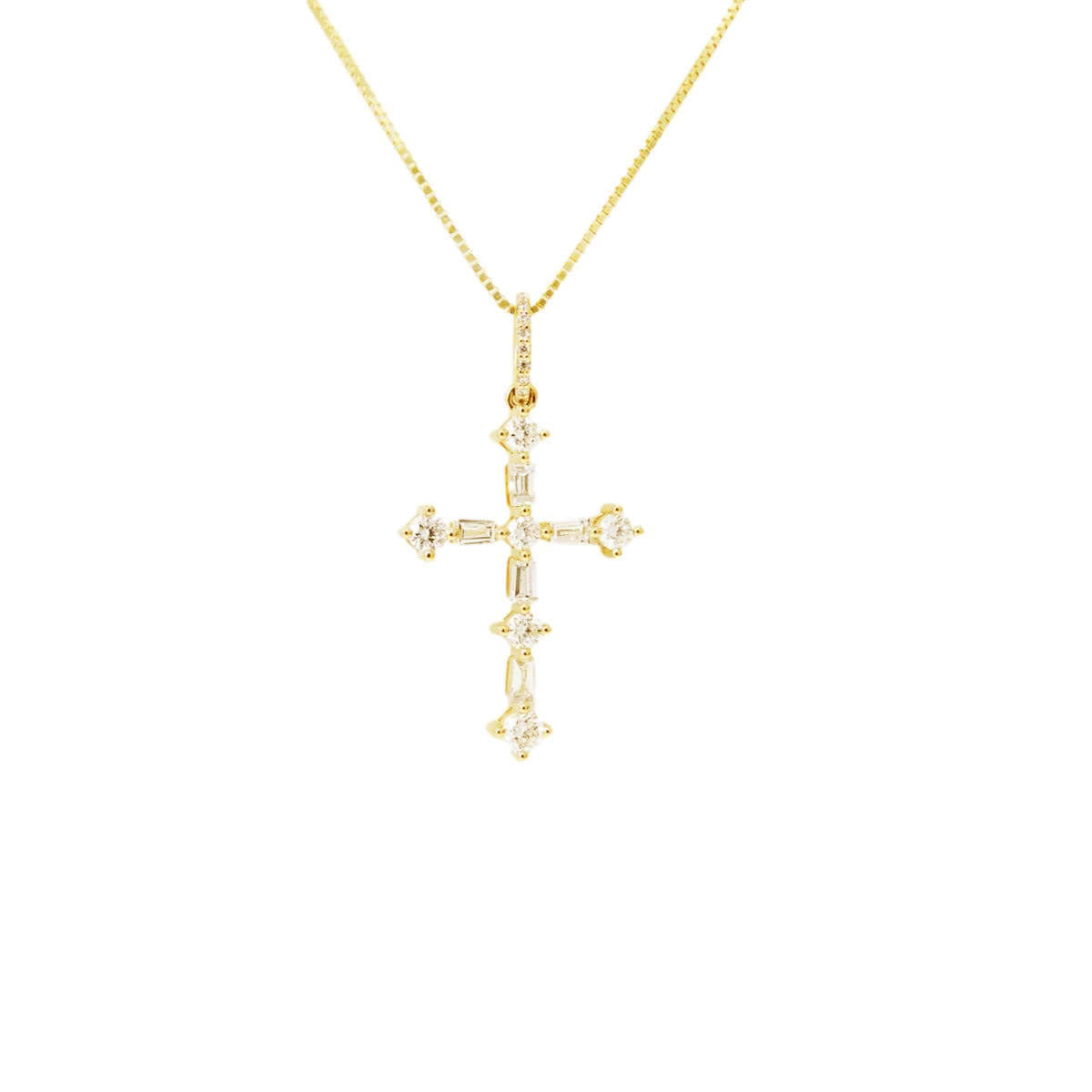 gold diamond cross & chain 23598-Y-1_clipped_rev_1 Gold & Diamond Cross & Chain - Image 1