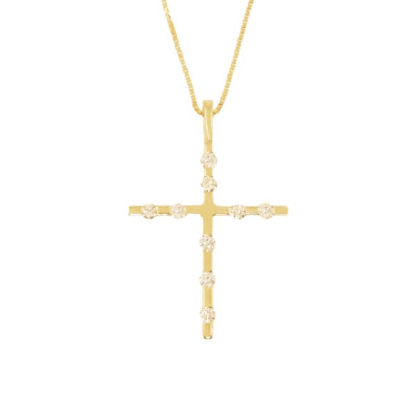 Χρυσός Σταυρός & Αλυσίδα με Διαμάντια