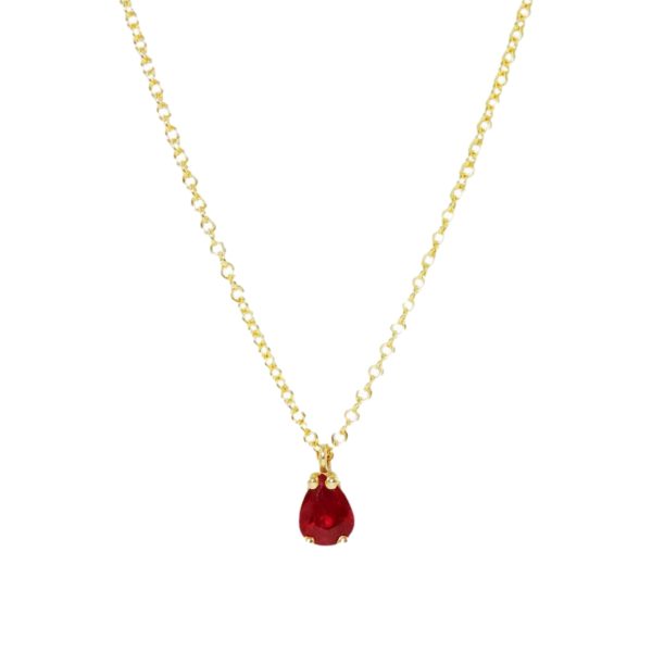 Gold & Pear cut Ruby Necklace