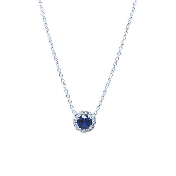 Gold, Sapphire & Diamond Halo Neclace