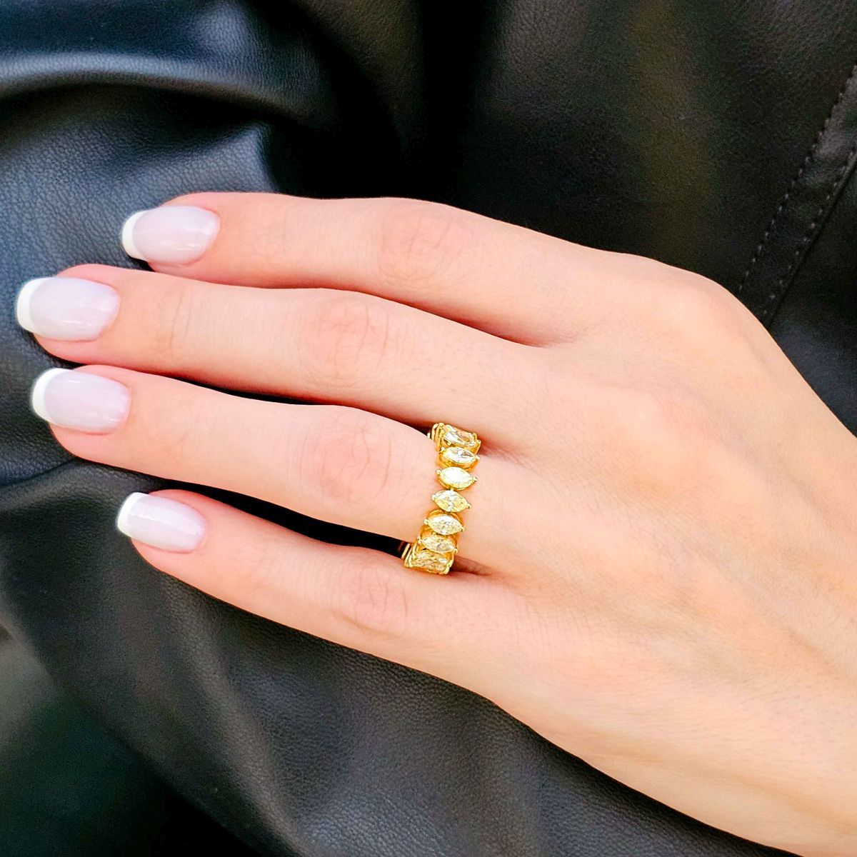 gold & diamond jewellery_60 Gold & Yellow Diamond Eternity Ring - Image 3