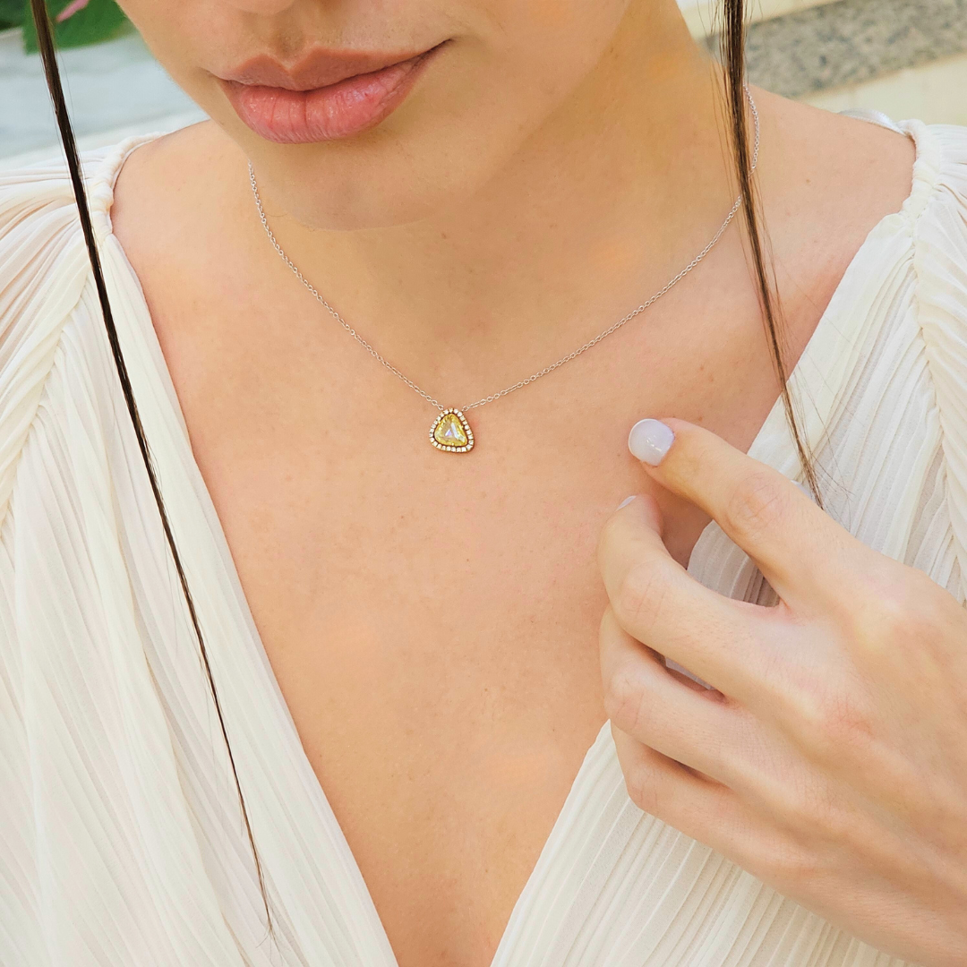 Untitled design (9) Gold & Trillion Yellow Diamond Necklace - Image 2