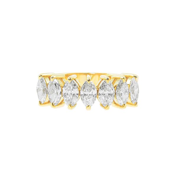 Gold & Marquise Diamond Half Eternity Ring