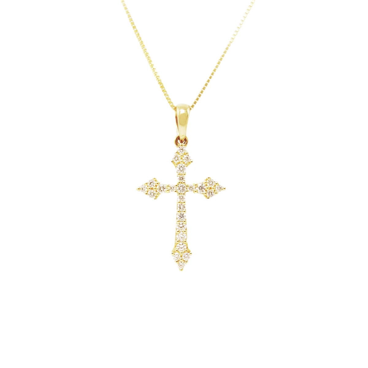 gold diamond cross & chain 32137-1_clipped_rev_2 Χρυσός Σταυρός με Διαμάντια & Αλυσίδα - Image 1