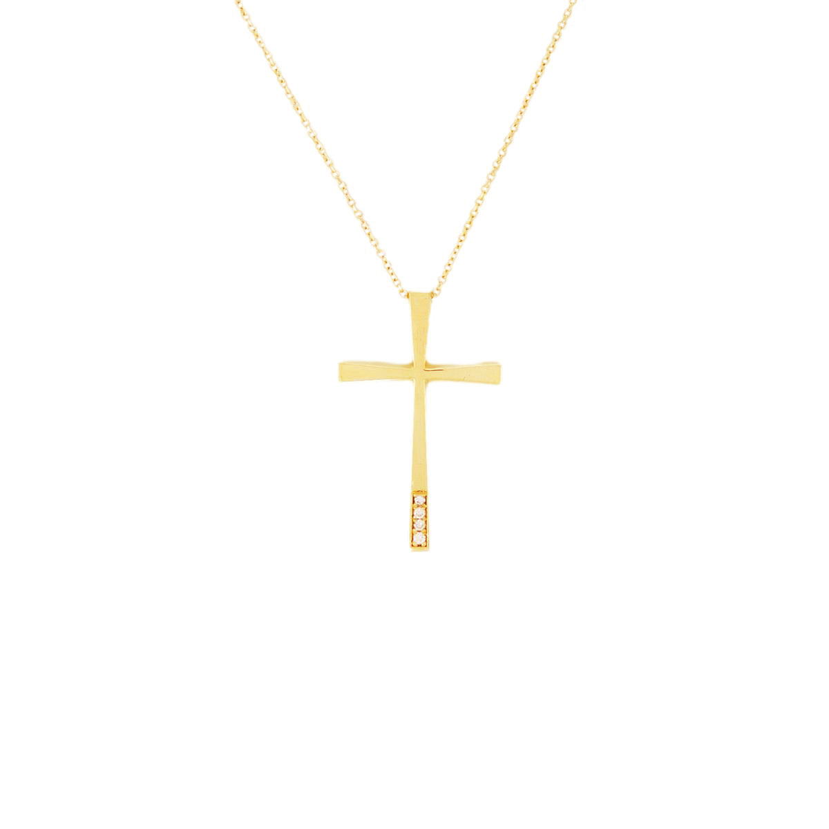 gold diamond cross & chain 32139-1_clipped_rev_1 Χρυσός Σταυρός με Διαμάντια & Αλυσίδα - Image 1