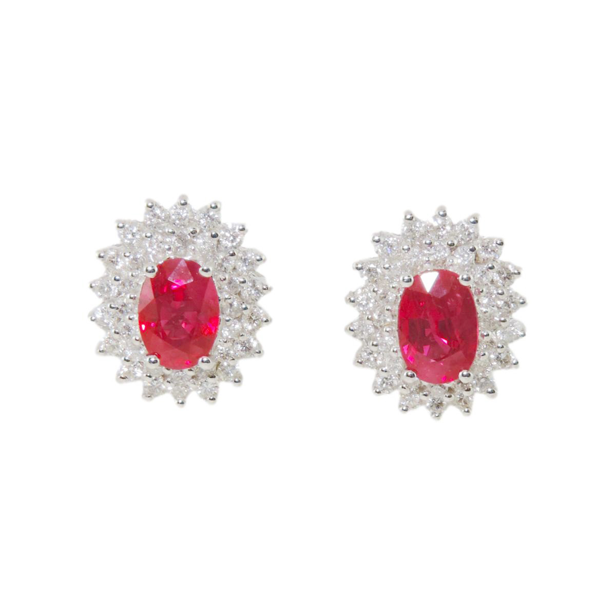 gold-ruby-diamond-cluster-earrings Gold, Ruby & Diamond Cluster Earrings - Image 1