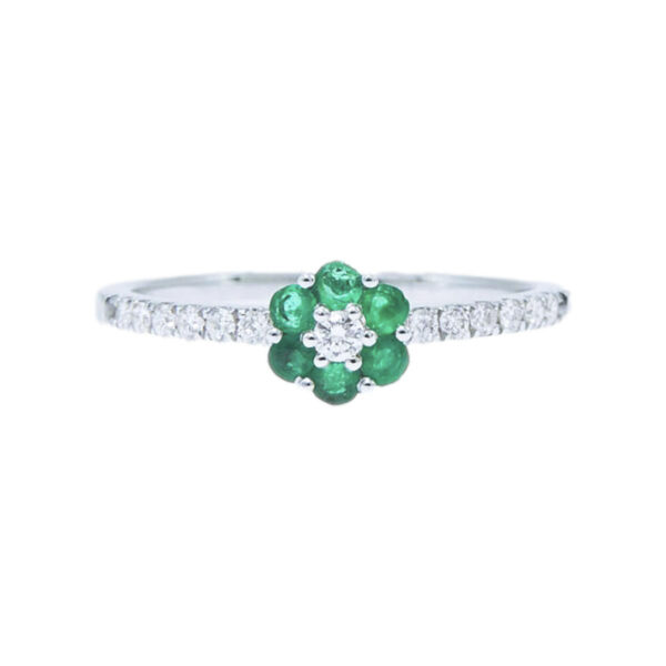 Χρυσό Δαχτυλίδι με Σμαράγδια & Διαμάντια