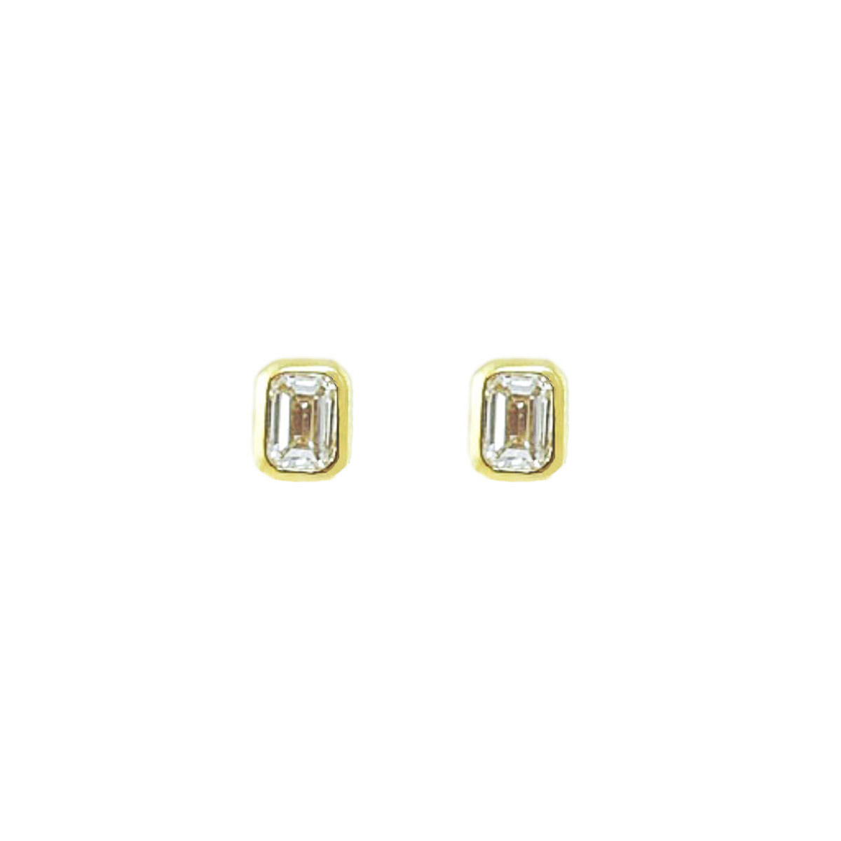 Gold & emerald diamond solitaire earrings 6285_clipped_rev_2 Gold & Emerald Diamond Solitaire Earrings - Image 1